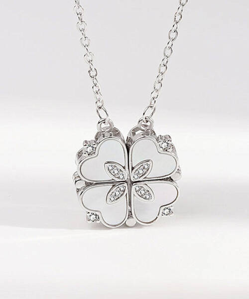 Net Red Clover Enamel Necklace Female