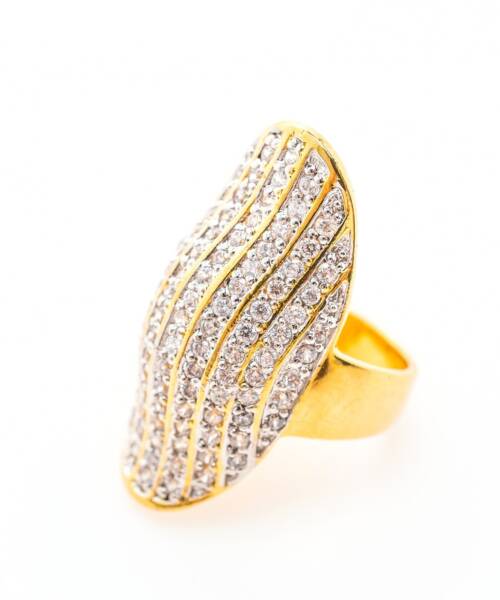 Golden Wave Pavé Statement Ring