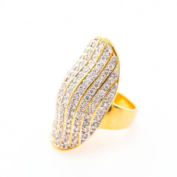 Golden Wave Pavé Statement Ring